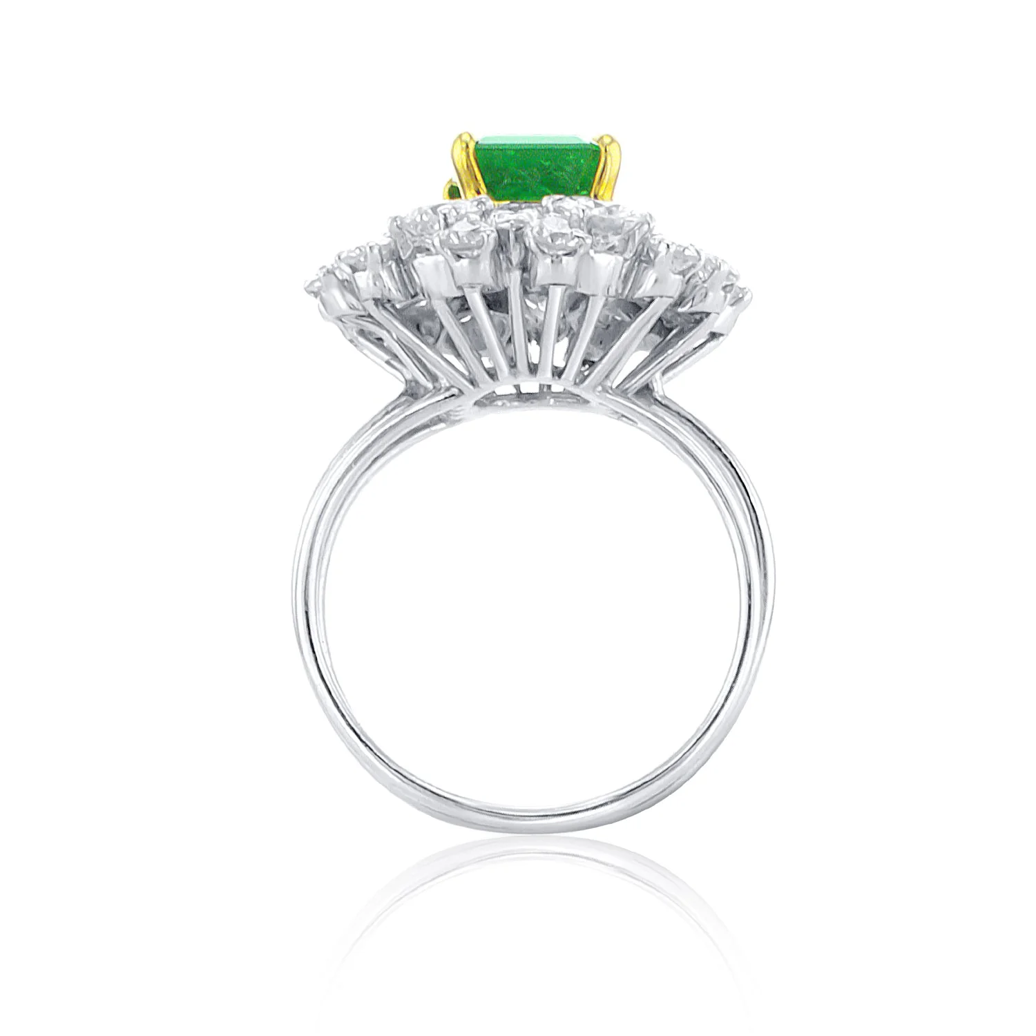 2.50 Carat Green Emerald and Mixed Diamond Halo Ring set in 14K White Gold - Image 3