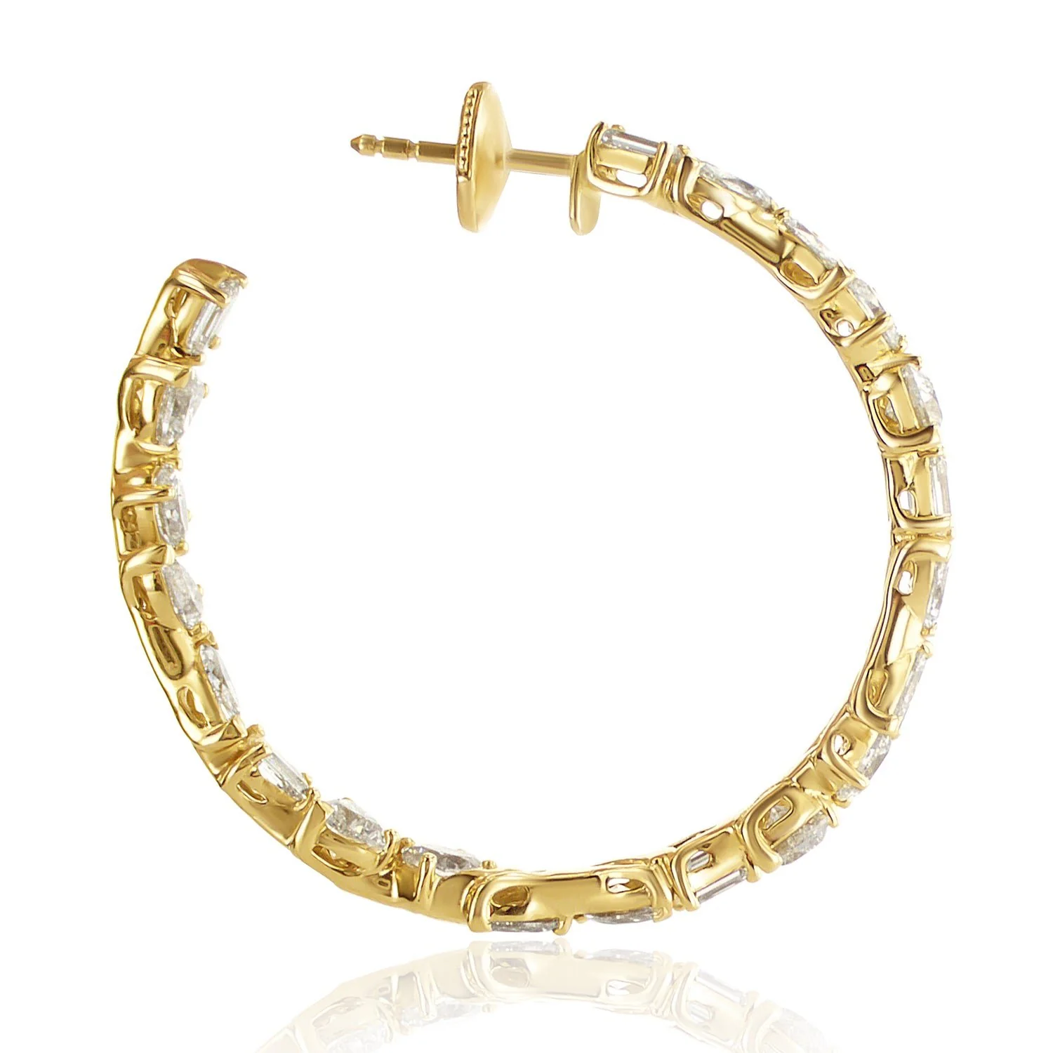 7.79 Carat Natural Diamond Mixed Shape Fancy Hoop Earring in 18K Yellow Gold - Image 3