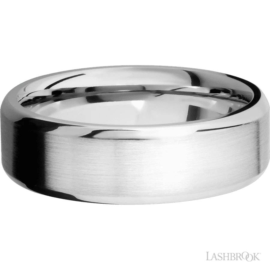 7 mm wide Beveled 14K White Gold band. - Image 3